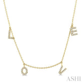 1/6 ctw 'LOVE' Round Cut Diamond Station Necklace in 14K Yellow Gold